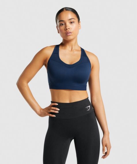 Women's Gymshark Open Back Sports Bra Navy | CA 75NA36